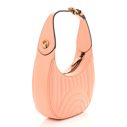 Gucci Calfskin Vertical Ring Matelasse Mini GG Marmont Half Moon Hobo Peachy Chic 3 of 11