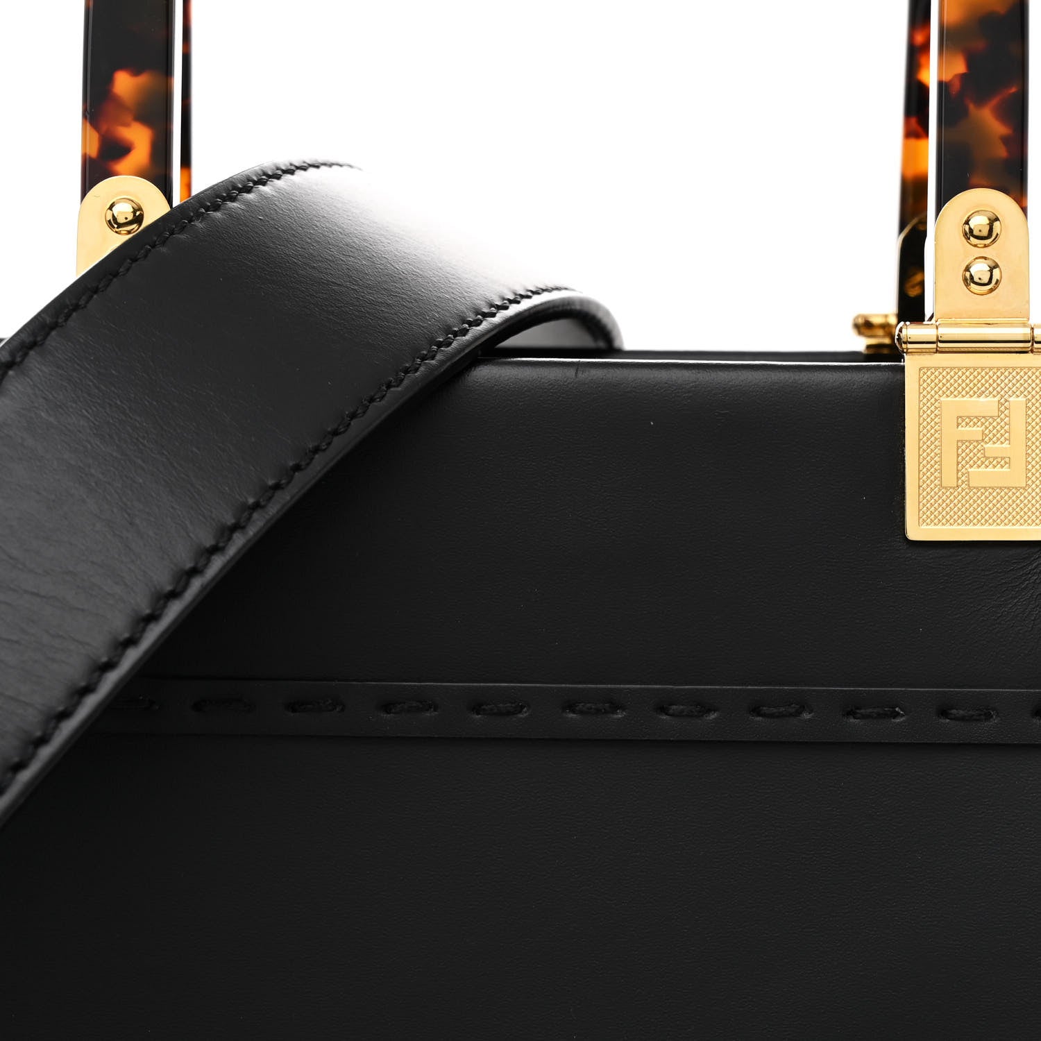 Fendi Vitello King Plexiglass Medium Fendi Sunshine Shopper Tote Black 8 of 10