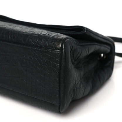 Saint Laurent Calfskin Crocodile Embossed Medium West Hollywood Monogram Fold-Over Black 10 of 10