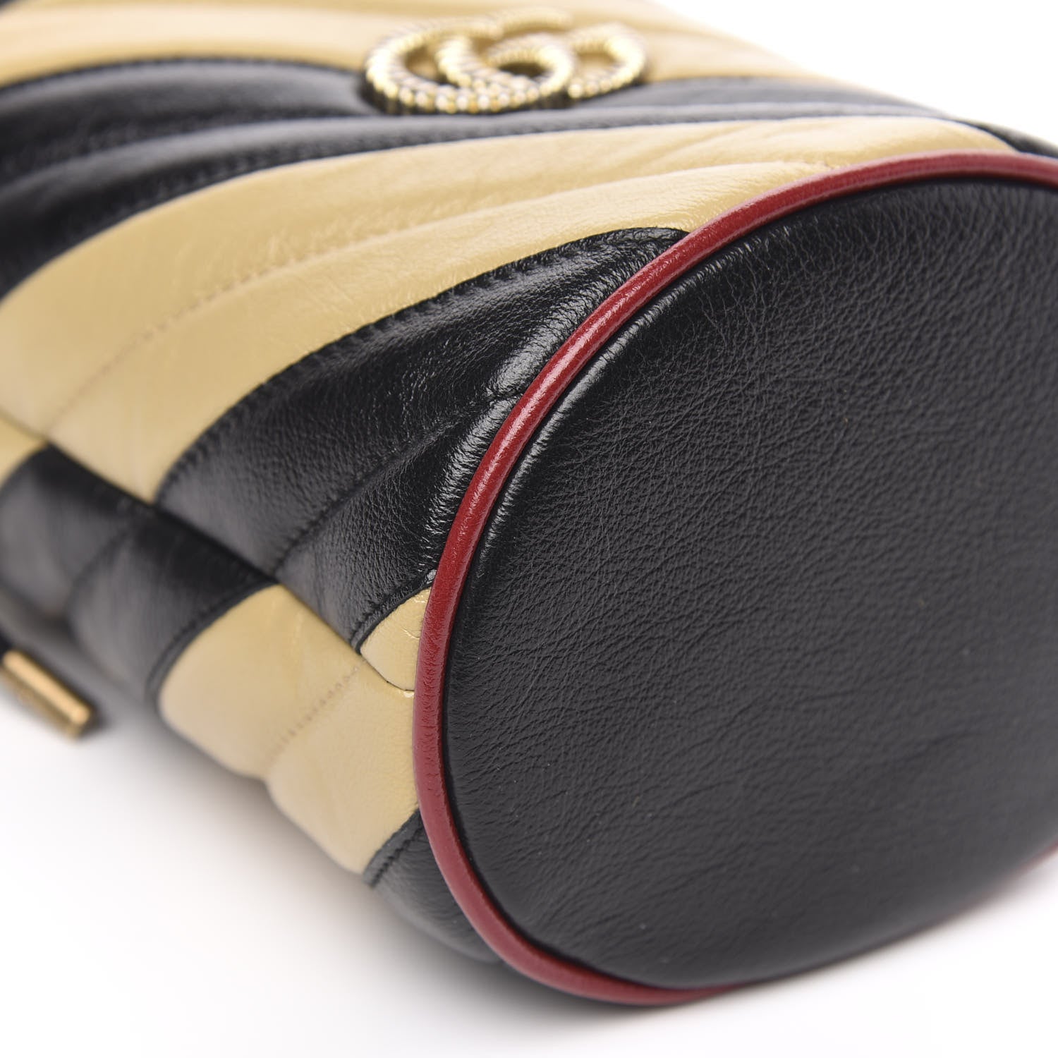 Gucci Azalea Calfskin Matelasse Diagonal Patchwork Mini Torchon GG Marmont 2.0 Bucket Bag Black Beige Romantic Cerise 8 of 10