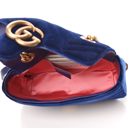 Gucci Velvet Matelasse Mini GG Marmont Shoulder Bag Cobalt Blue 5 of 12