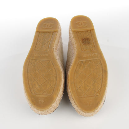 Chanel Toile Sequin CC Espadrilles 40 Beige Black 7 of 11