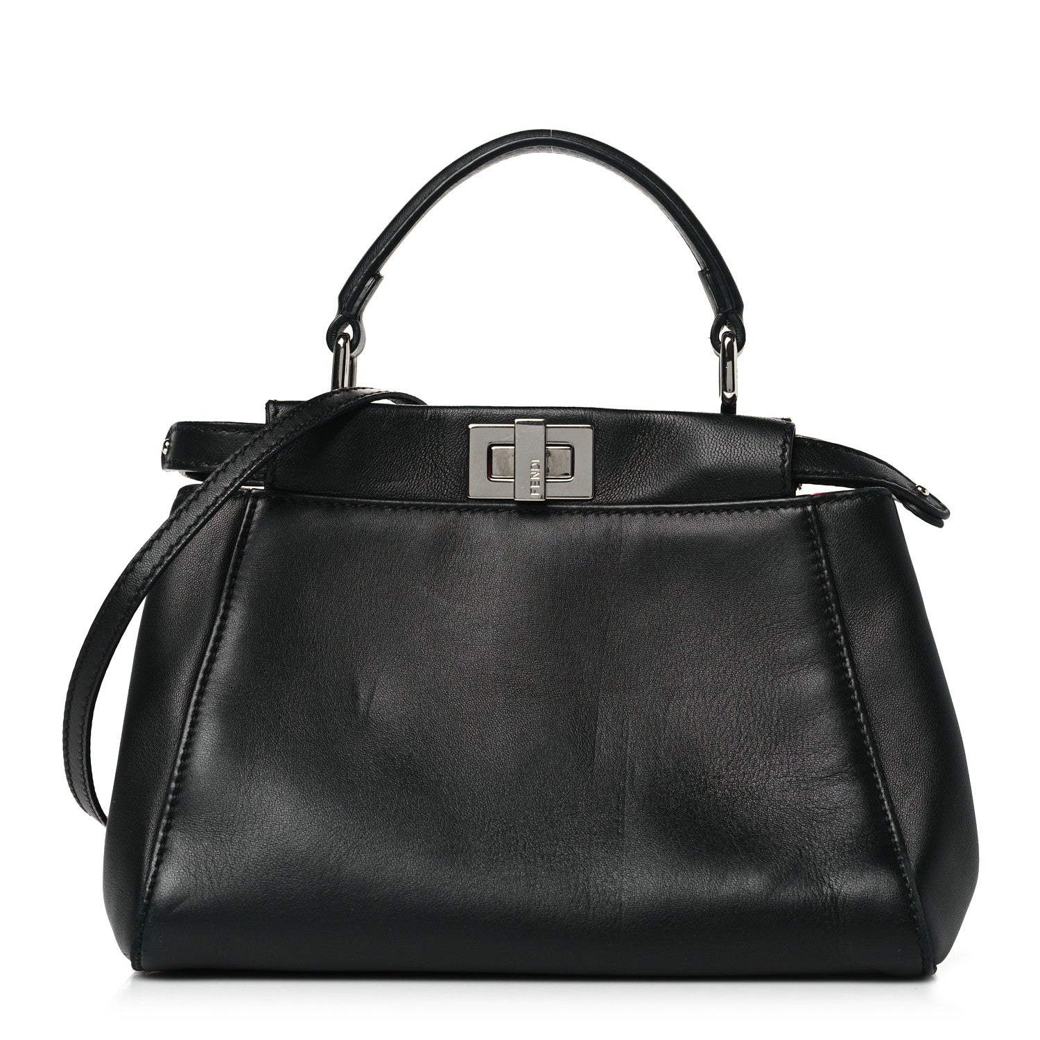 Fendi Nappa Karung Monster Eyes Mini Peekaboo Iconic Satchel Black Papavero 1 of 13