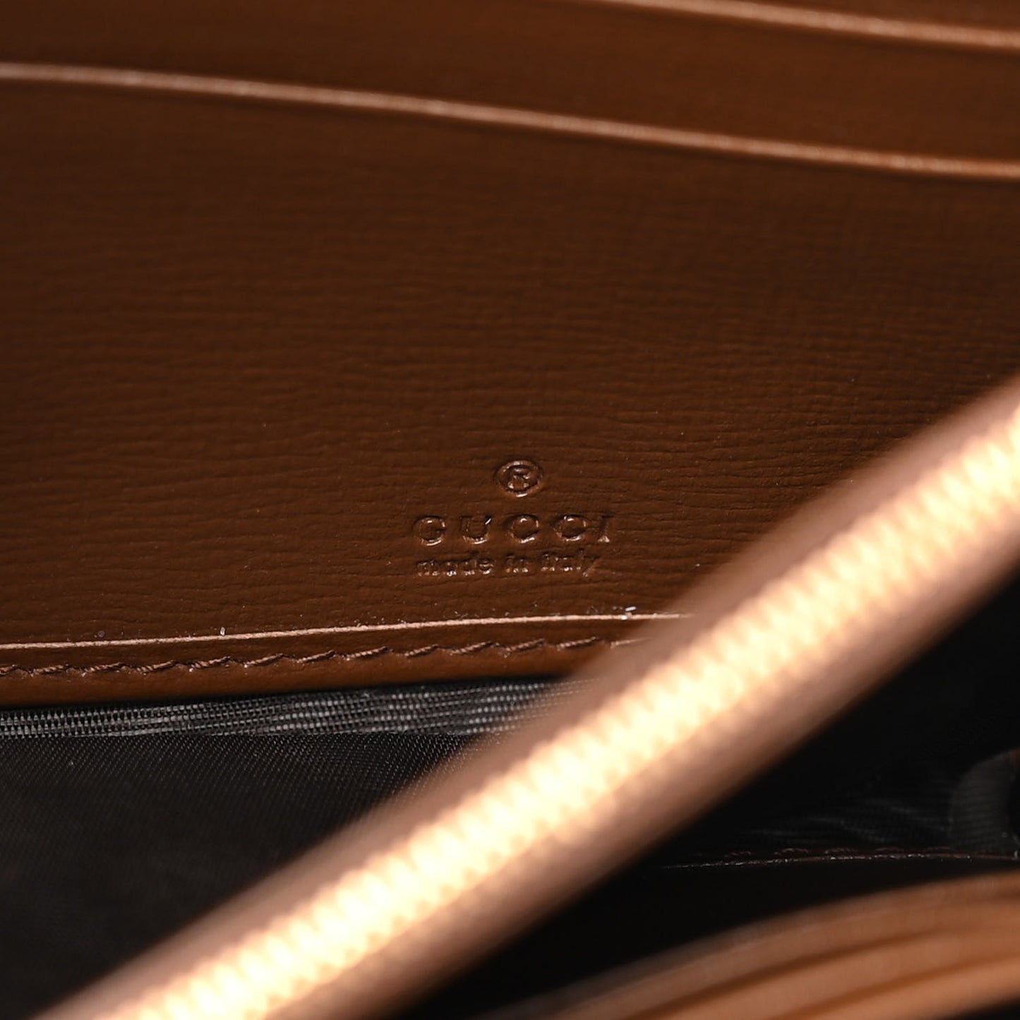 GG Supreme Monogram Azalea Calfskin Web Jackie 1961 Chain Wallet Beige Ebony Brown Sugar