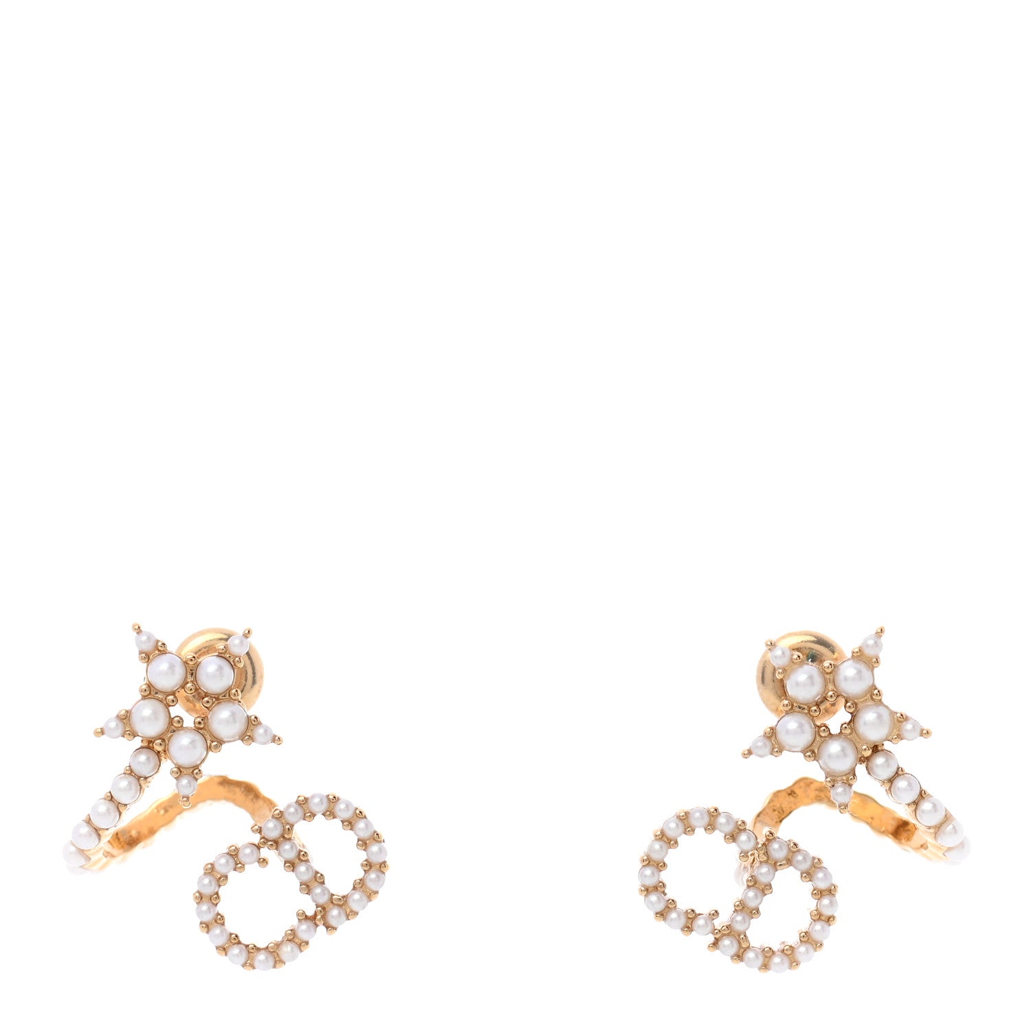 Christian Dior Pearl Clair D Lune Wrap Around Earrings Gold 1 of 5