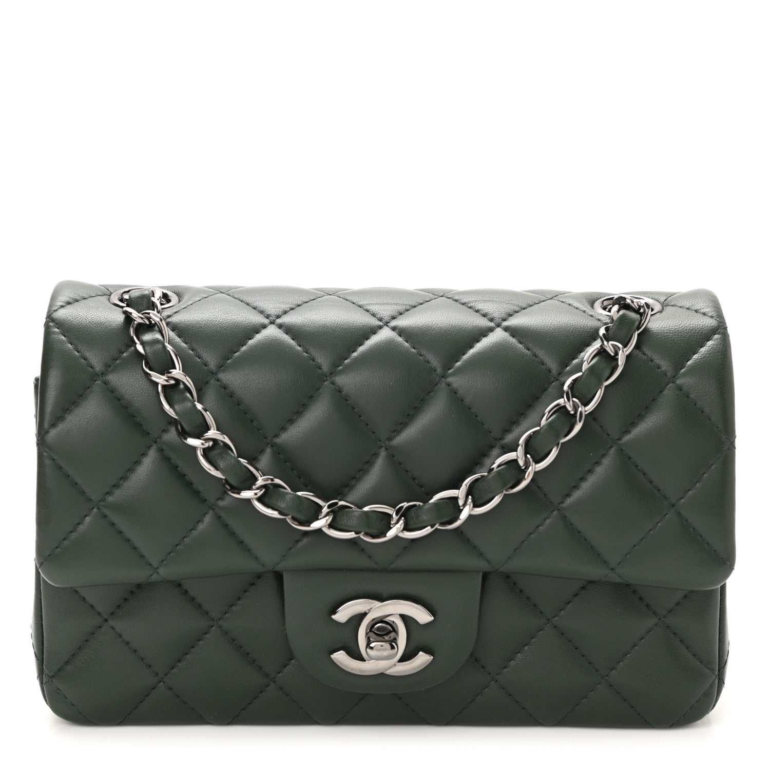 Chanel Lambskin Quilted Mini Rectangular Flap Green 1 of 9
