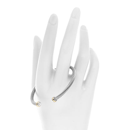 David Yurman Sterling Silver 18K Yellow Gold 4mm Cable Classics Bracelet 2 of 5