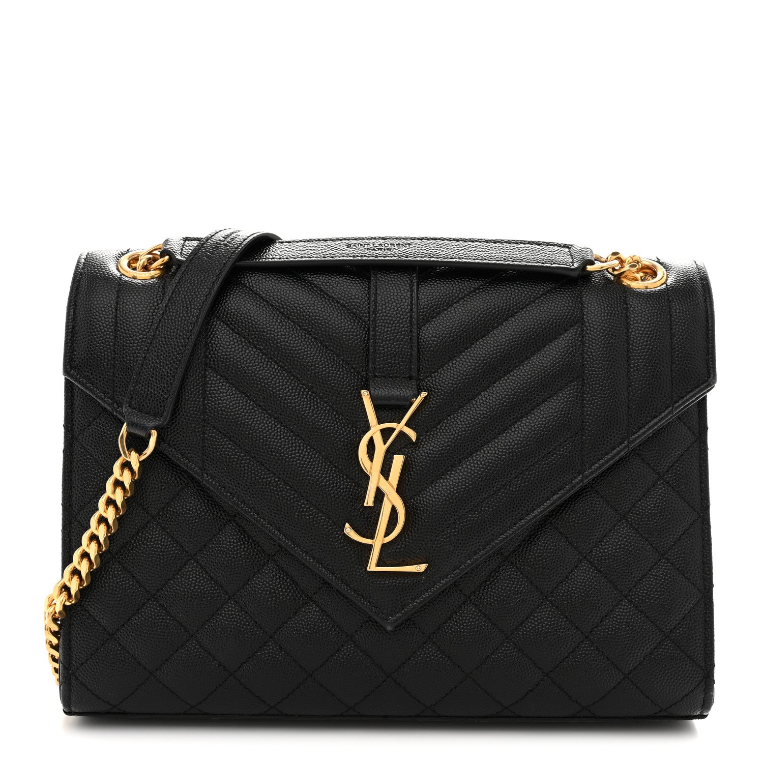 Saint Laurent Grain De Poudre Textured Mixed Matelasse Triquilt Medium Monogram Satchel Black 1 of 10