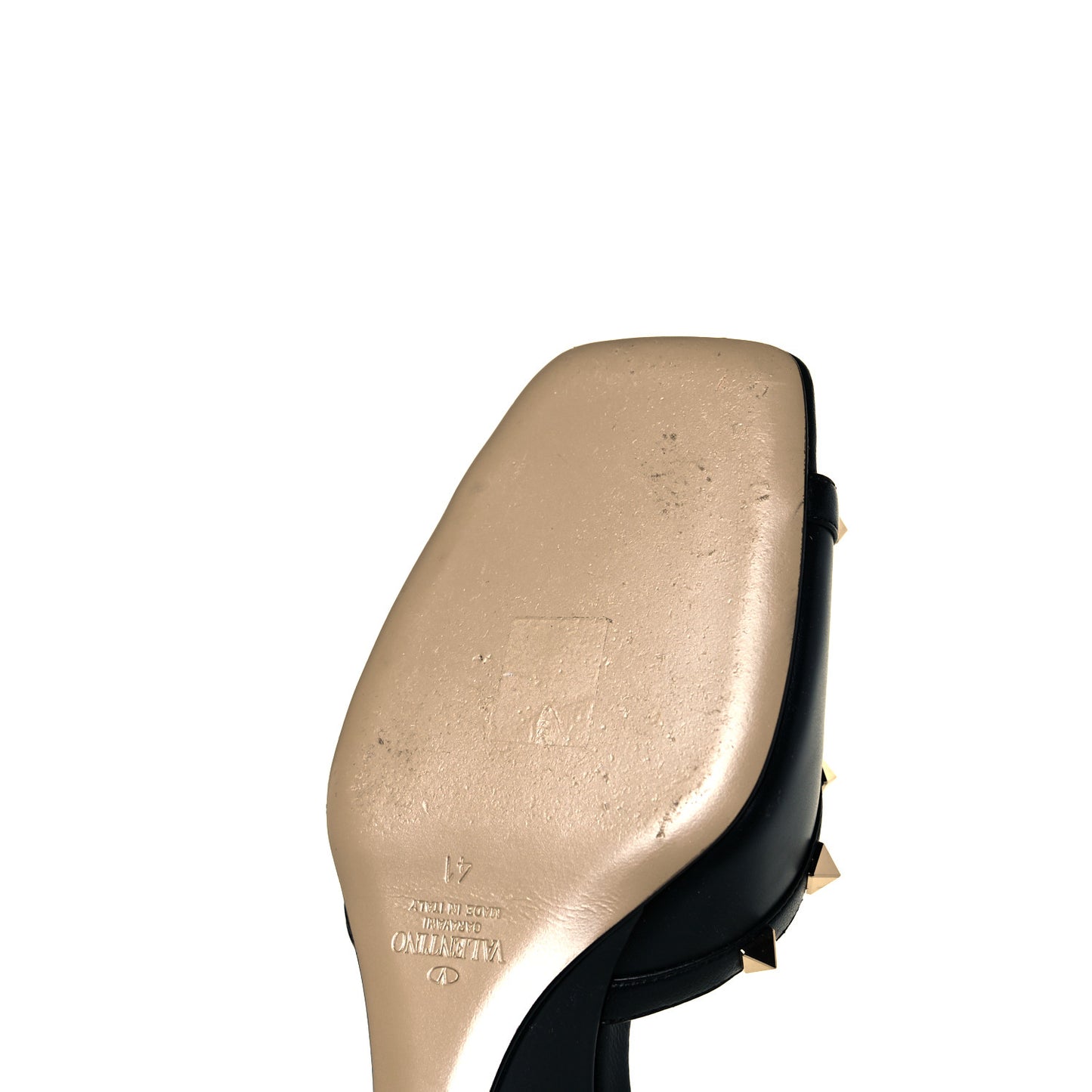 Calfskin Rockstud Wedge Sandals 41 Black