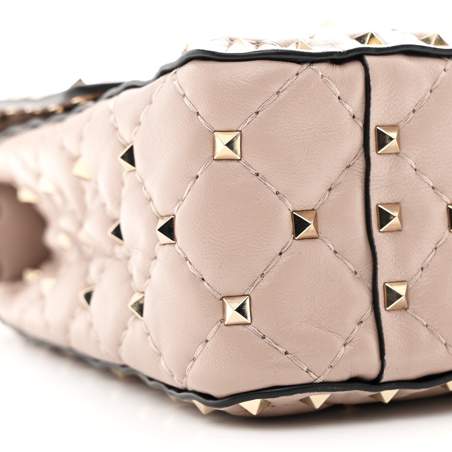 Lambskin Medium Rockstud Spike Shoulder Bag Poudre