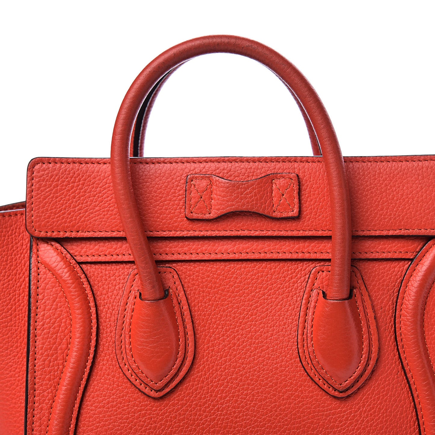 Drummed Calfskin Nano Luggage Vermillion