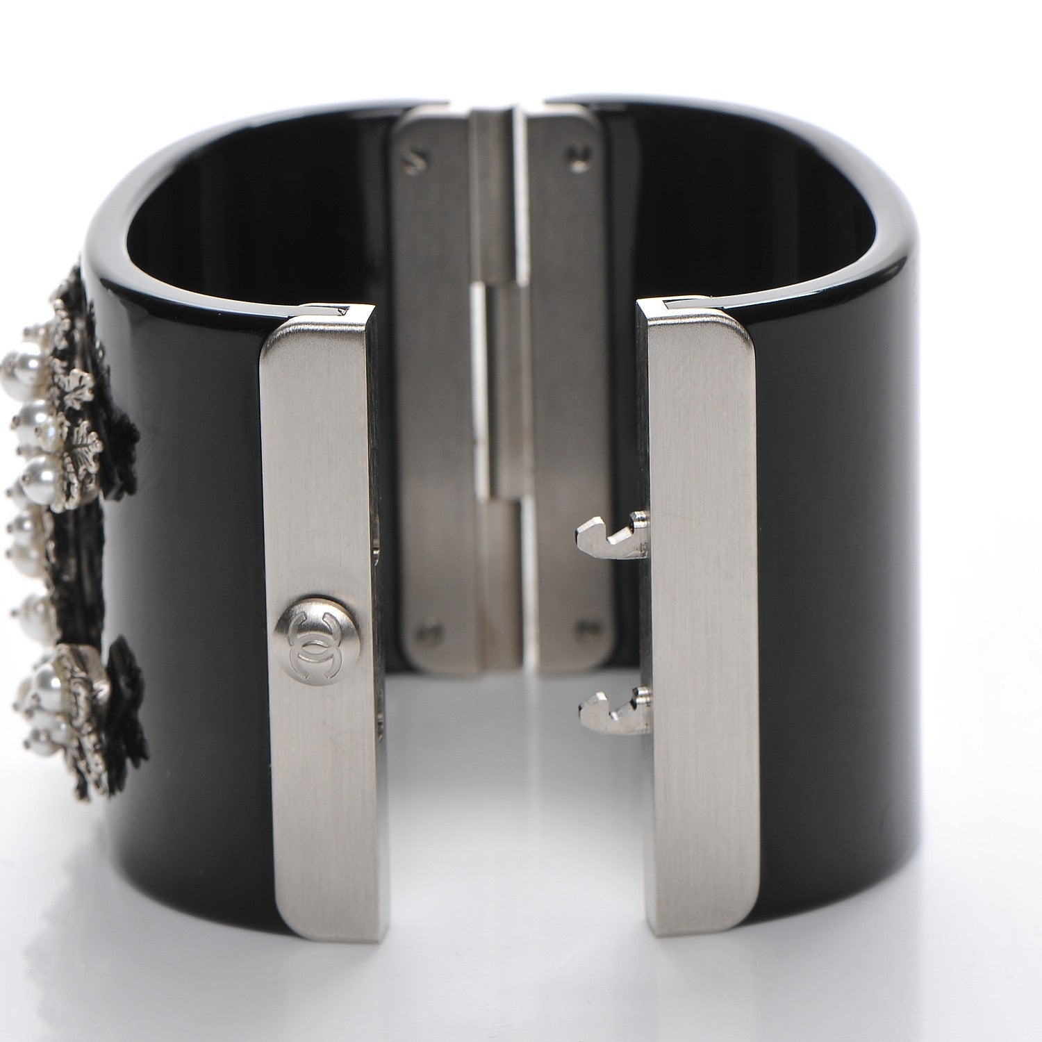 Chanel Resin Pearl CC Cuff Black 4 of 6