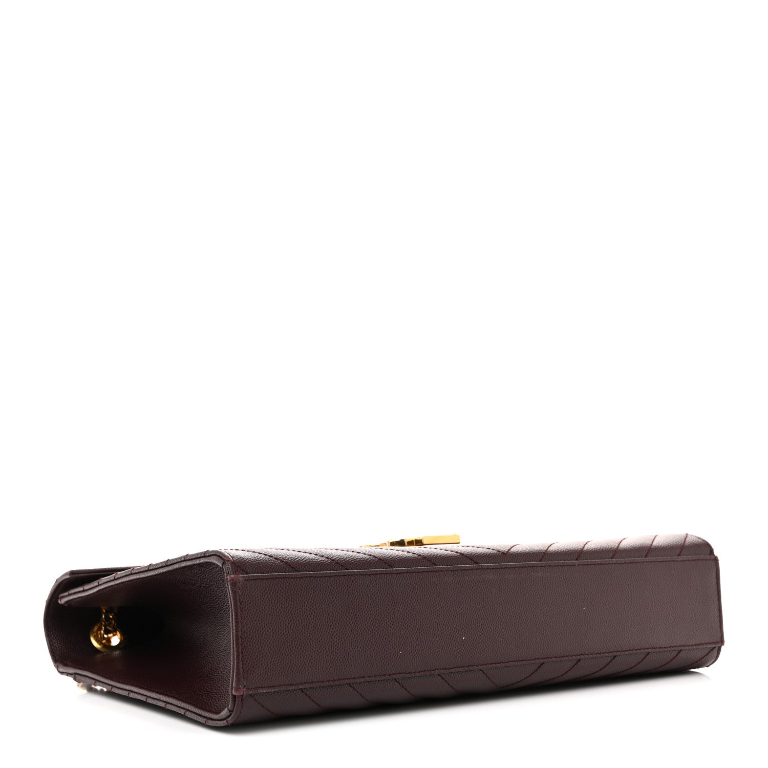 Saint Laurent Grain De Poudre Matelasse Chevron Large Monogram Satchel Rouge Legion 4 of 13