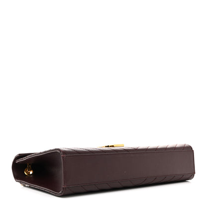 Saint Laurent Grain De Poudre Matelasse Chevron Large Monogram Satchel Rouge Legion 4 of 13