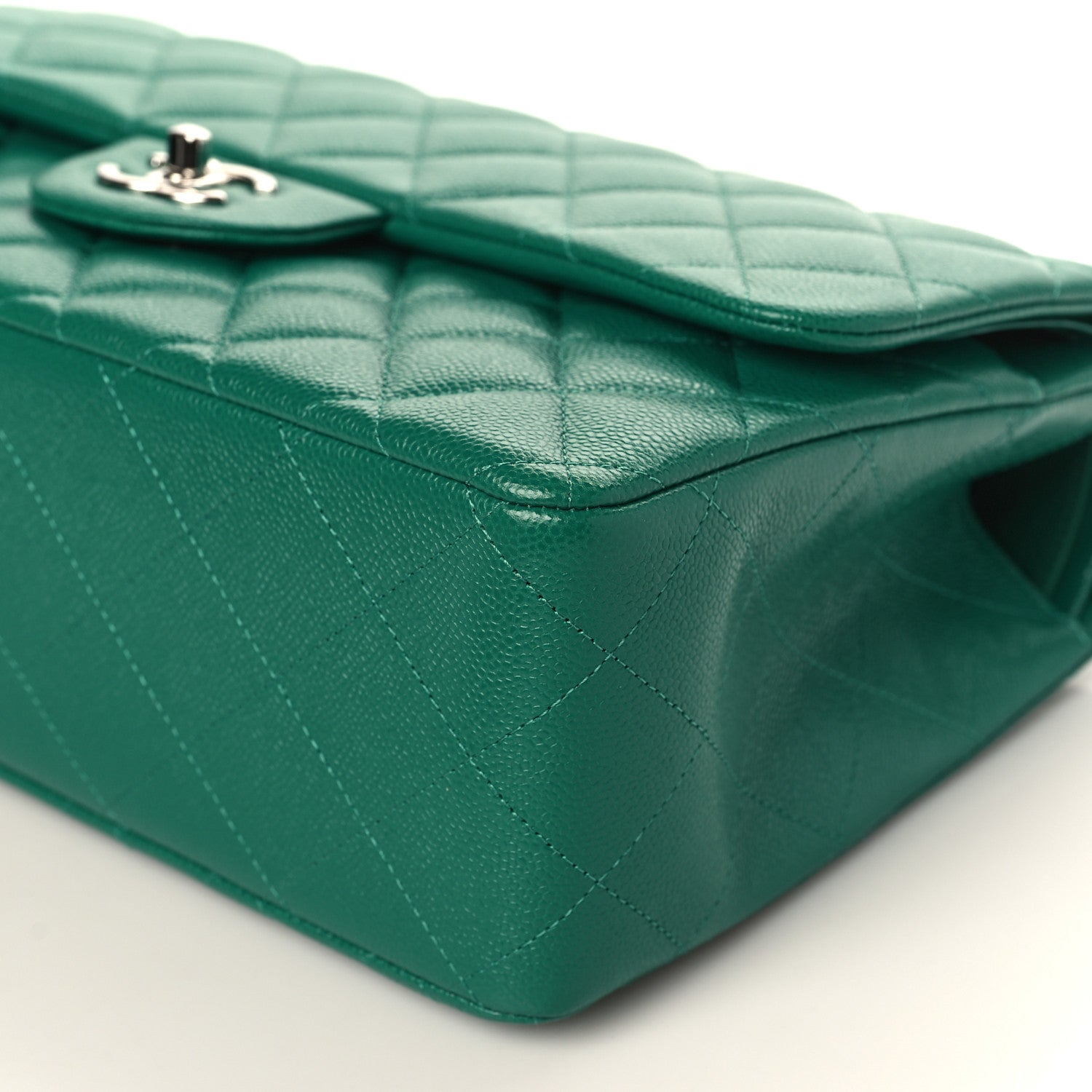 Chanel Caviar Quilted Jumbo Double Flap Green 9 of 10