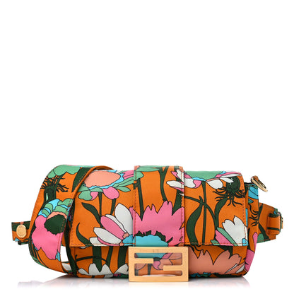 Fendi Nylon Vitello Century Opaco All Over Floral Belt Baguette Aranciata Burnt Orange 1 of 9