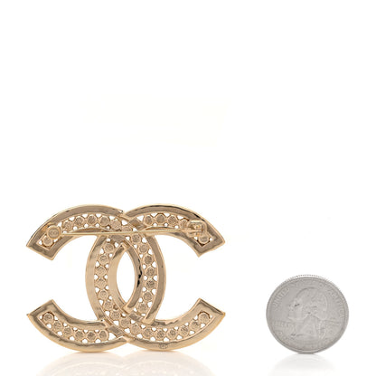 Chanel Crystal CC Brooch Light Gold 2 of 3