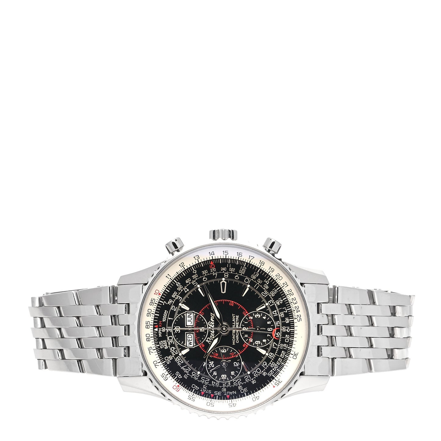 Stainless Steel 43mm Navitimer Montbrilliant Datora Automatic Watch Black A21330