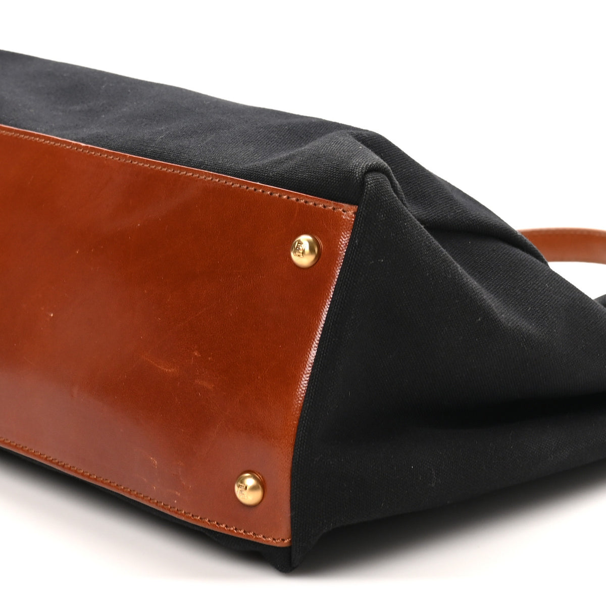 Fendi Canvas Large Peekaboo Iconic Satchel Black Cuoio 9 of 9