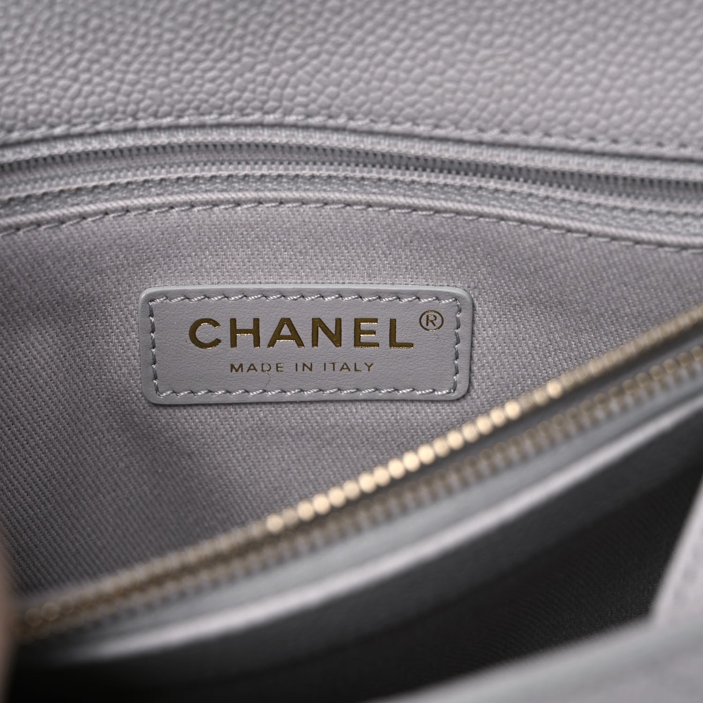 Grained Calfskin Small Stitched Flap Grey