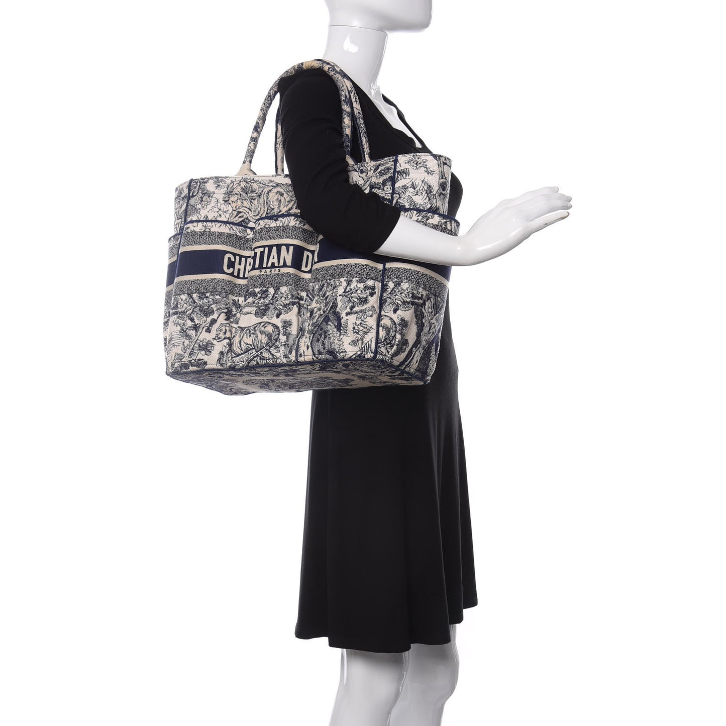 Canvas Embroidered Toile De Jouy Catherine Tote Blue