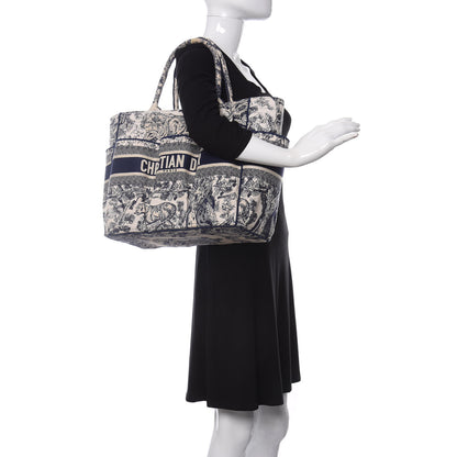 Christian Dior Canvas Embroidered Toile De Jouy Catherine Tote Blue 2 of 10