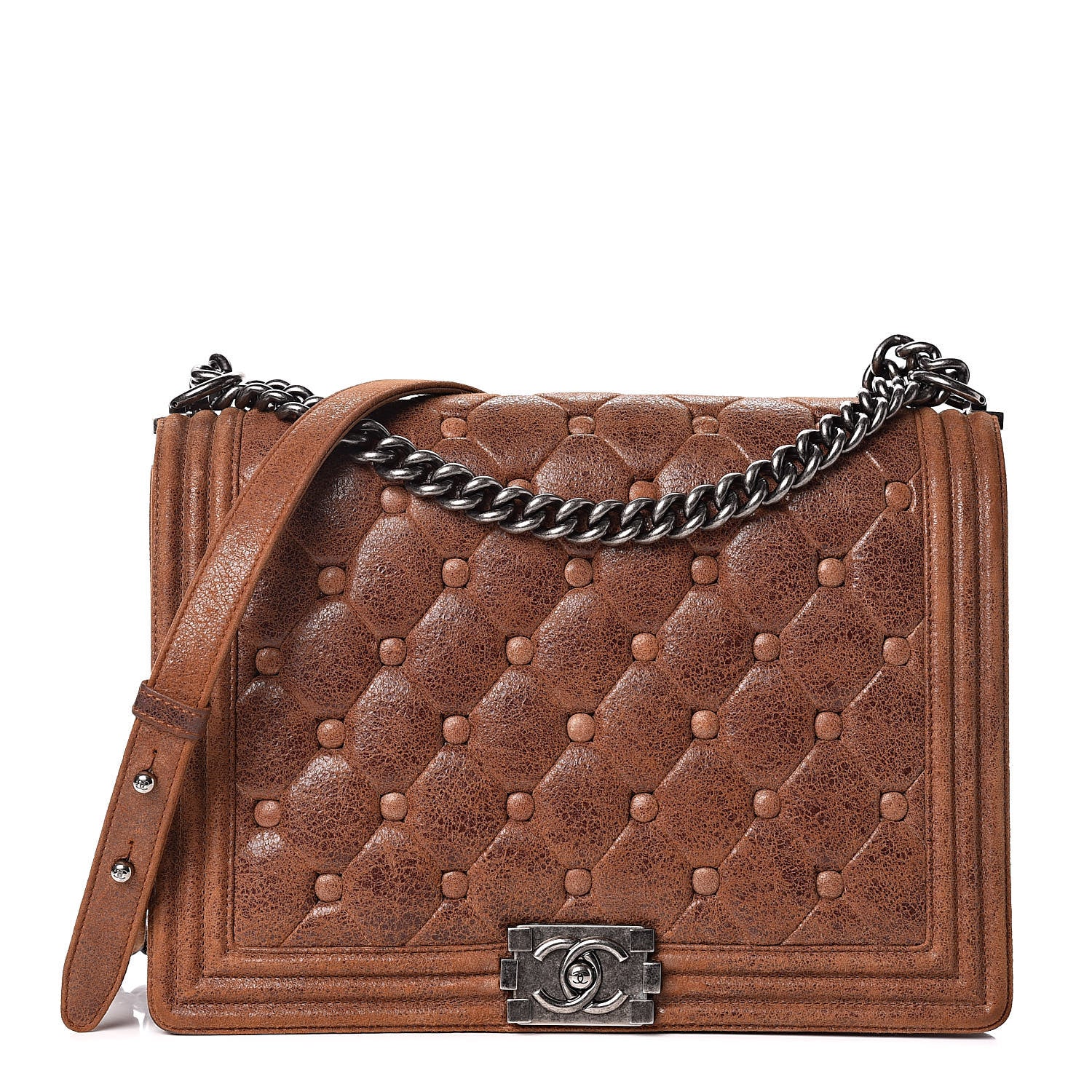Chanel Nubuck Chesterfield Quilted Large Celtic Boy Flap Brown 1 of 10