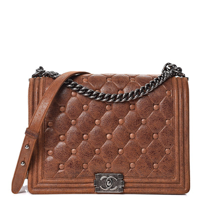 Chanel Nubuck Chesterfield Quilted Large Celtic Boy Flap Brown 1 of 10