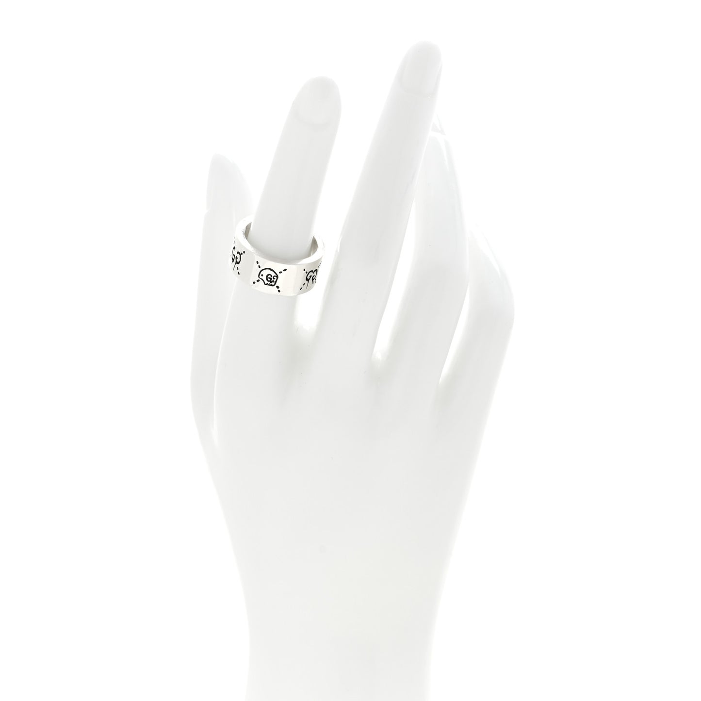 Sterling Silver GucciGhost Hamlet Skull Band Ring 54 6.75