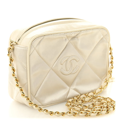 Chanel Satin Quilted CC Tassel Camera Case White 3 of 10