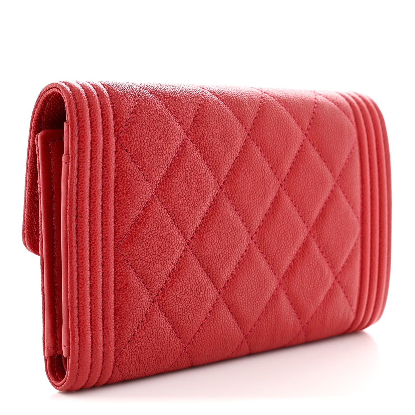 Caviar Quilted Medium Boy Flap Wallet Red