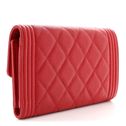 Chanel Caviar Quilted Medium Boy Flap Wallet Red 3 of 8