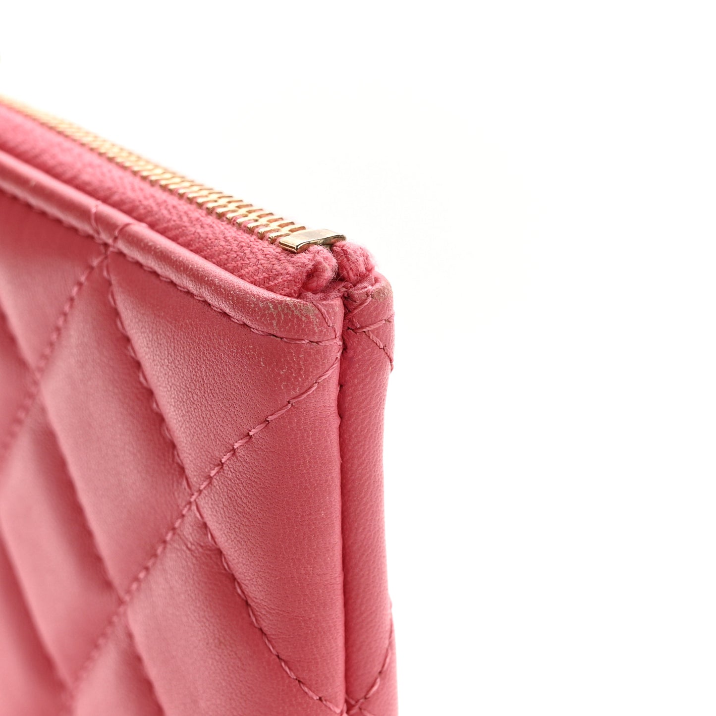 Lambskin Quilted Medium Casino Beauty CC Cosmetic Case Fuchsia