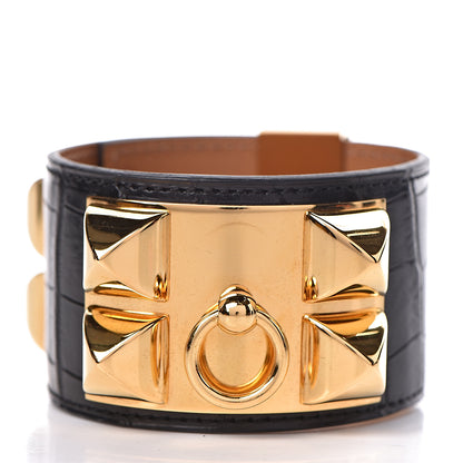 Hermes Matte Alligator Collier De Chien CDC Bracelet S Black 4 of 7