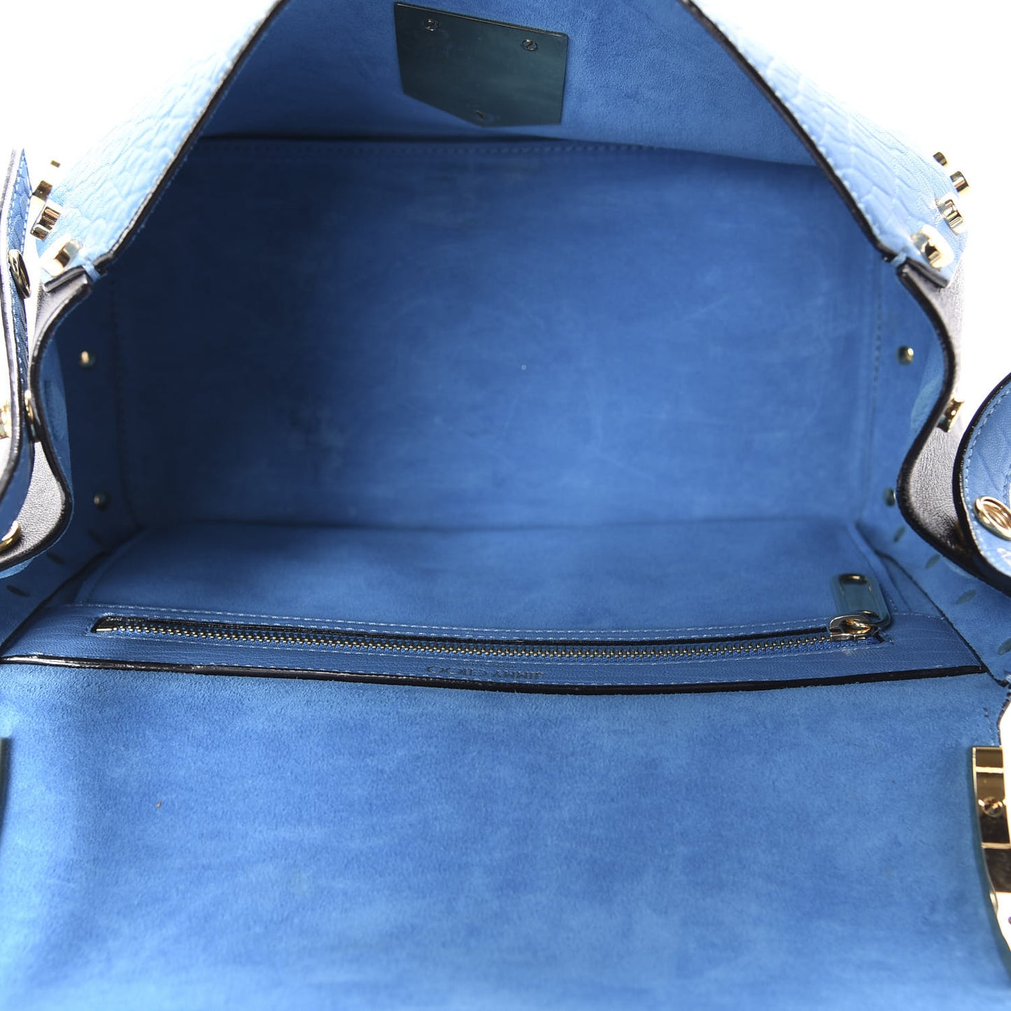 Grainy Calfskin Small Lockett Shoulder Bag Blue