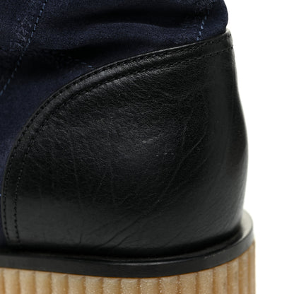 Chanel Suede Calfskin Velvet Quilted CC Combat Boots 38.5 Navy Green Black 12 of 12