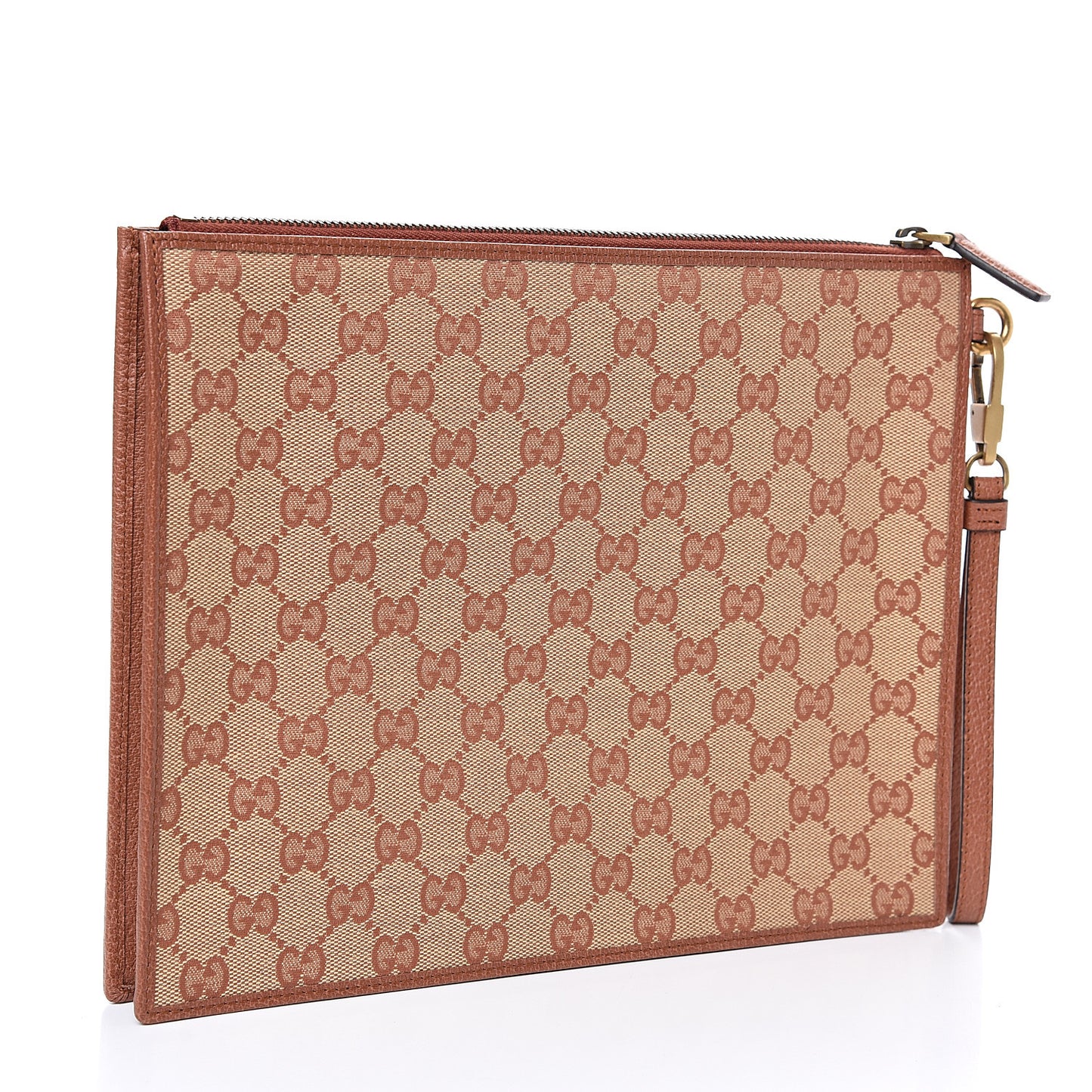 X MLB GG Monogram NY Yankees Zip Wristlet Pouch Beige Ruggine Ivory