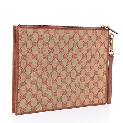 Gucci X MLB GG Monogram NY Yankees Zip Wristlet Pouch Beige Ruggine Ivory 2 of 8