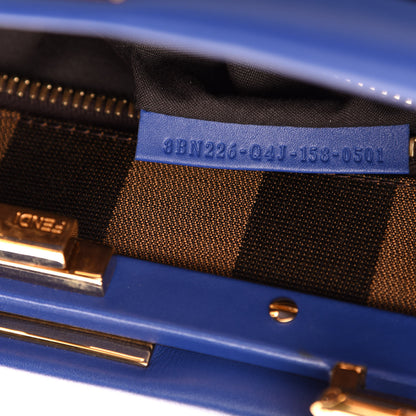 Fendi Vitello Morgan Fabric Jacquard Pequin Medium Peekaboo Iconic Satchel Blue Neon Tobacco 10 of 11