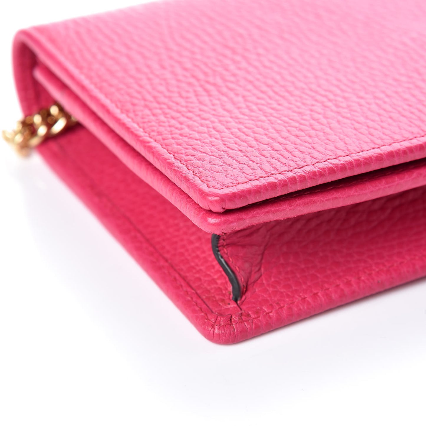 Dollar Calfskin Mini GG Marmont Chain Wallet Box Pink