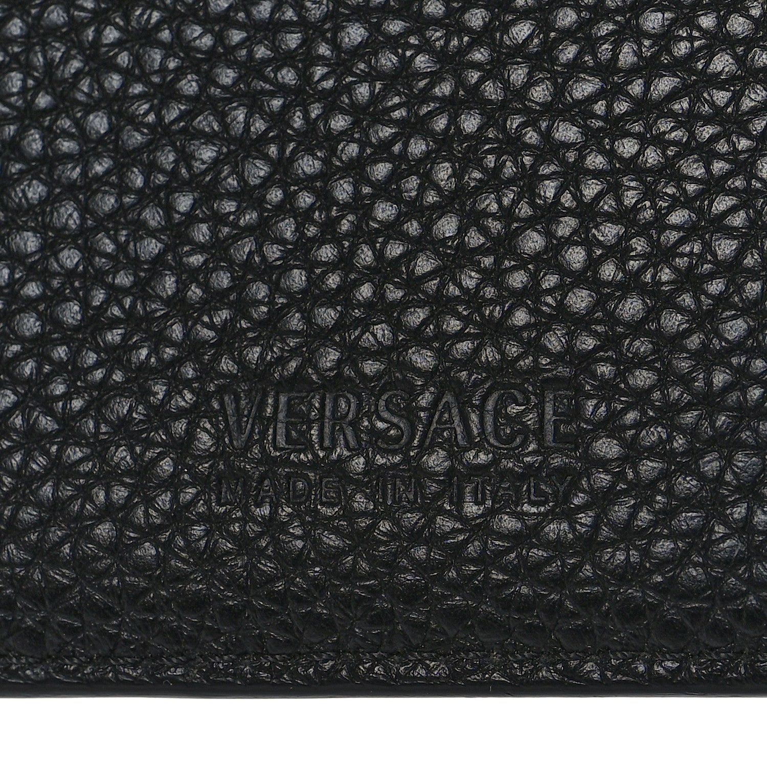 Versace Grained Calfskin Beverly Palm Print Bi-Fold Wallet Black Multicolor 6 of 7