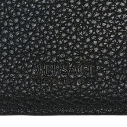 Versace Grained Calfskin Beverly Palm Print Bi-Fold Wallet Black Multicolor 6 of 7
