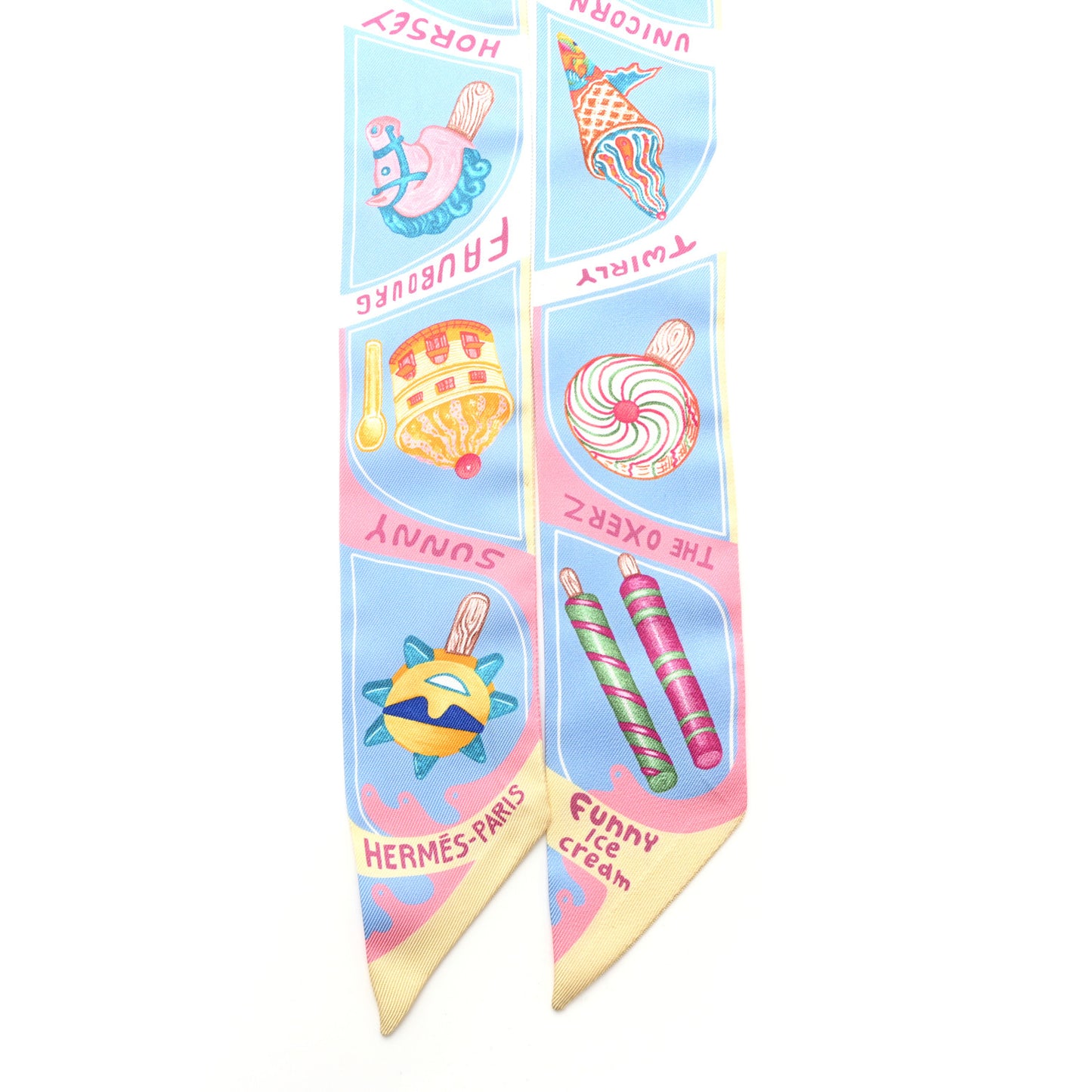 Silk Funny Ice Cream Twilly Bleu Ciel Rose Bonbon