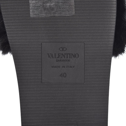 Valentino Garavani Mink Fur Rockstud Slide Sandals 40 Black 8 of 9