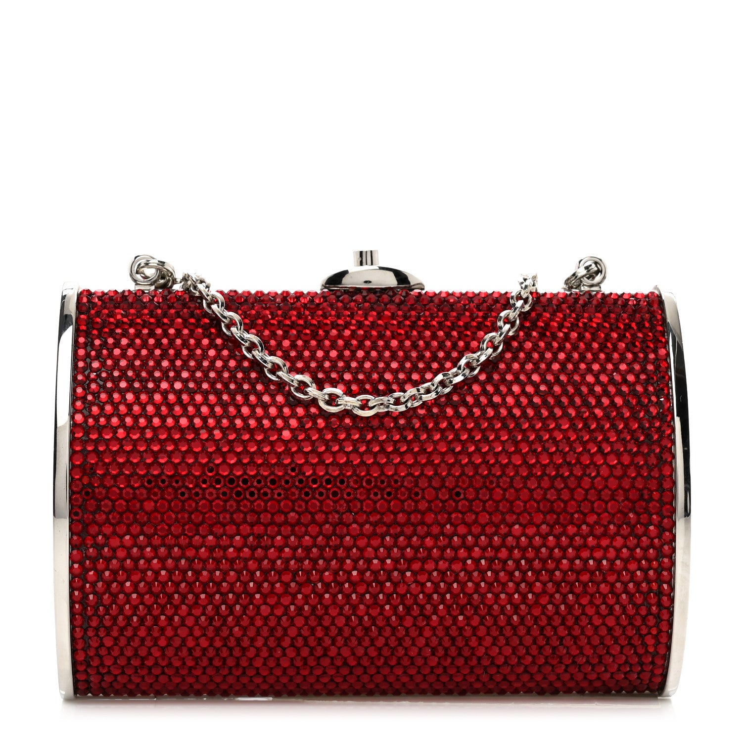 Judith Leiber Swarovski Crystal Minaudiere Clutch Red 1 of 8