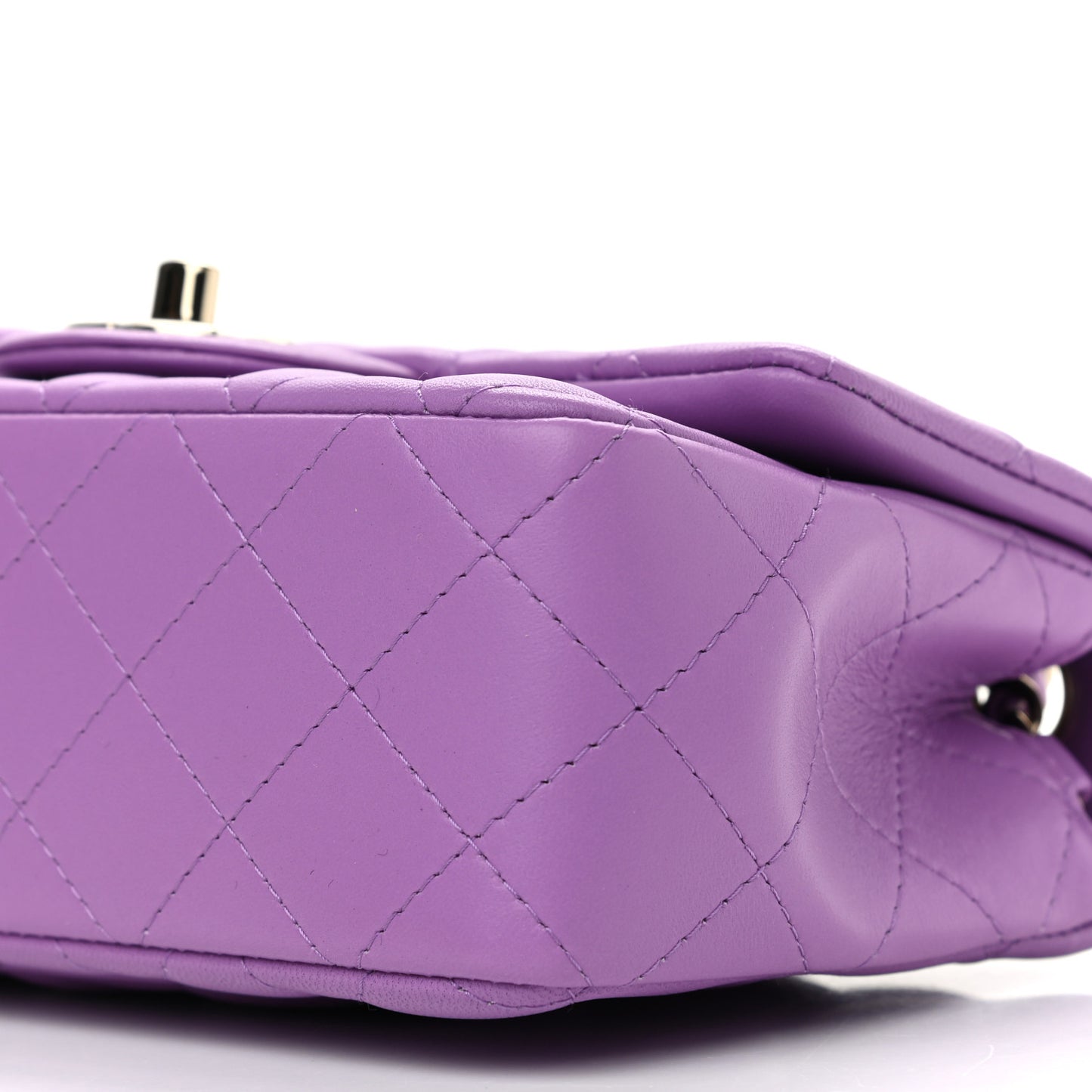 Lambskin Quilted Mini Rectangular Flap Purple