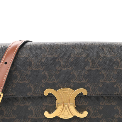 Celine Canvas Calfskin Triomphe Shoulder Bag Tan 10 of 13