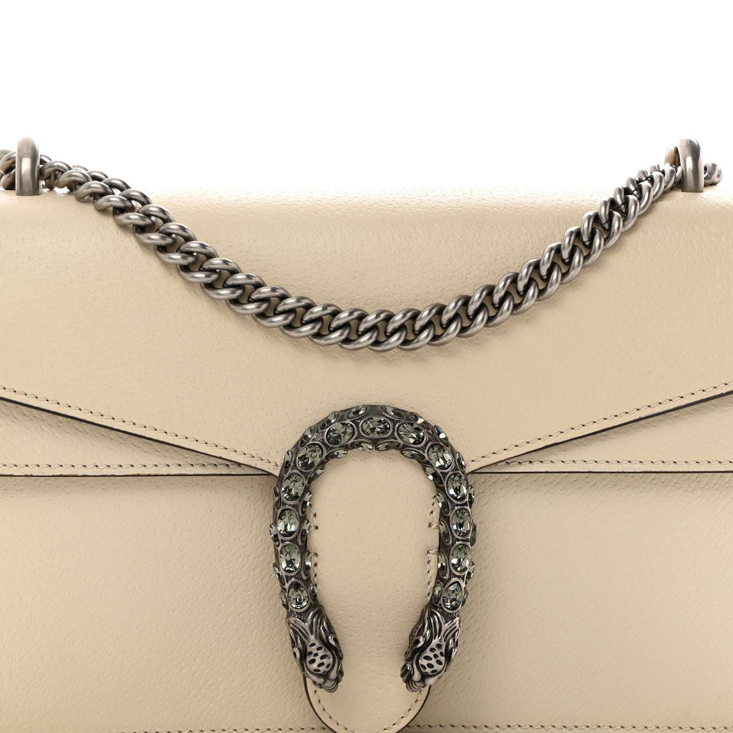 Textured Calfskin Crystal Small Dionysus Shoulder Bag Mystic White