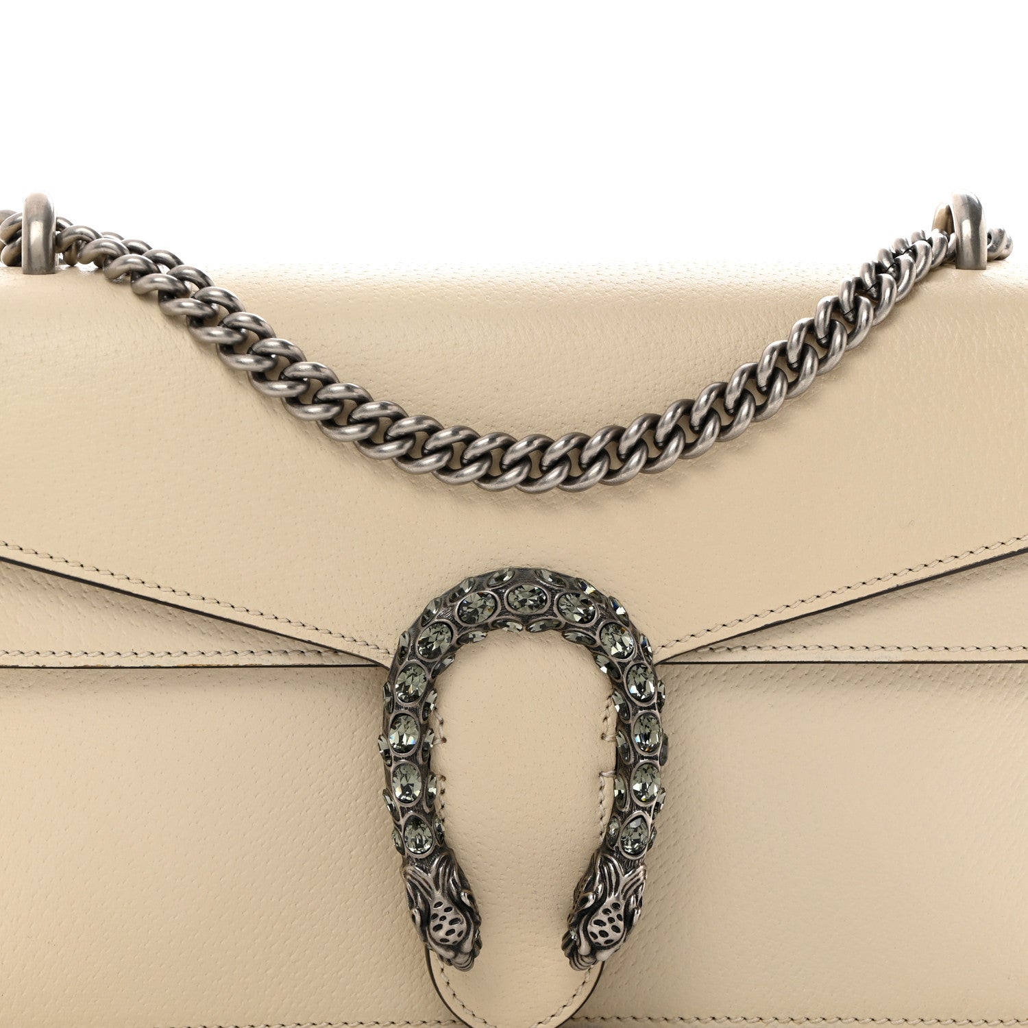 Gucci Textured Calfskin Crystal Small Dionysus Shoulder Bag Mystic White 9 of 11