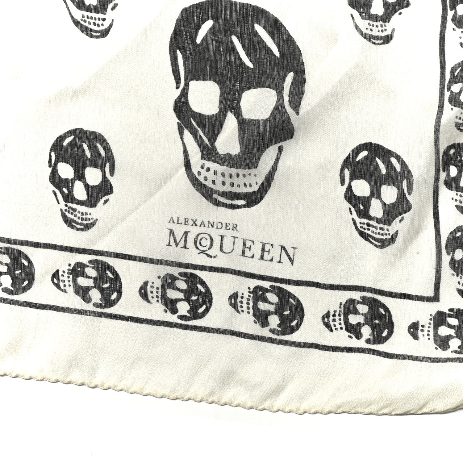 Alexander McQueen Silk Chiffon Skull Scarf Ivory Black 2 of 4